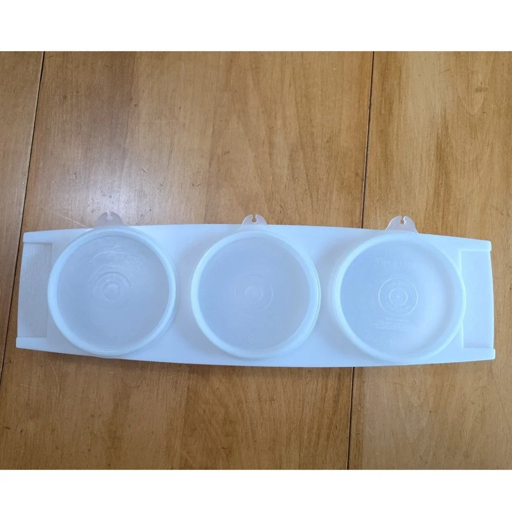 Vintage Tupperware Triple Condiment Caddy Server 732 with Lids